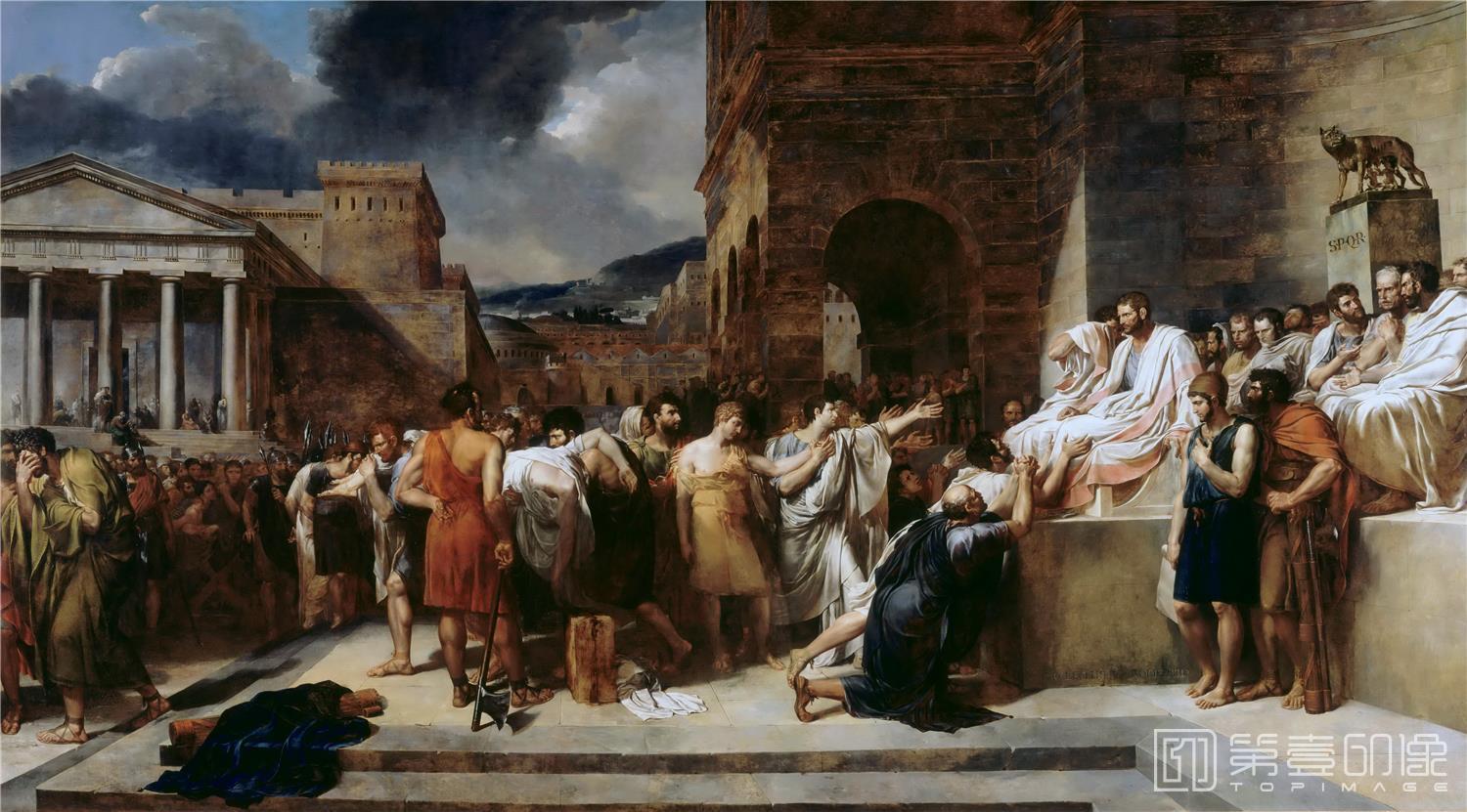 油画-卢浮宫-Guillaume LethiereBrutus condemns his son to death-0858